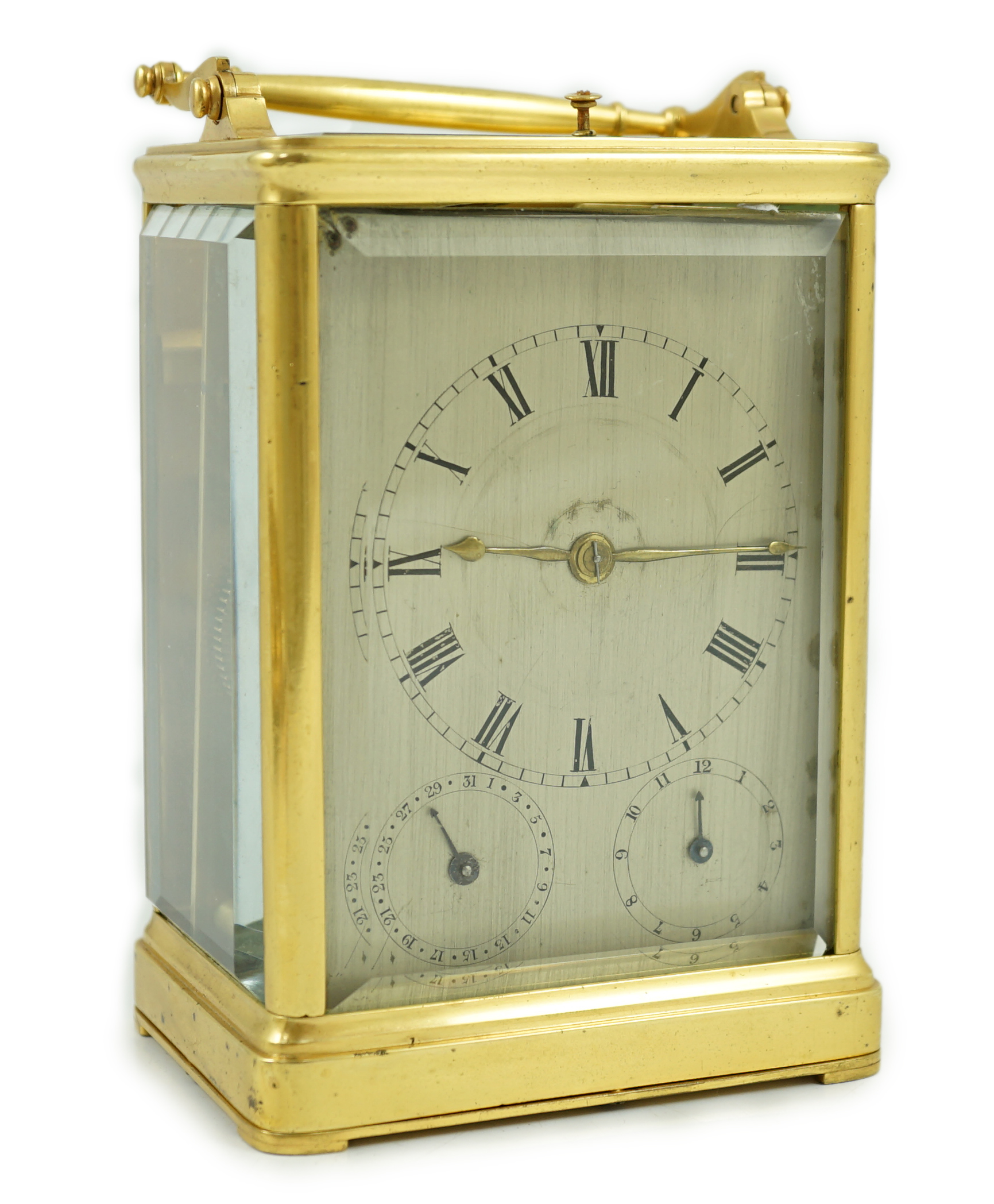 Scherer à Paris. A French hour repeating carriage clock, c.1840's, 10.25cm wide, 8cm deep, 15cm high